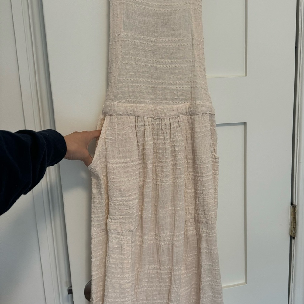 Free People “Good for the Soul” Cream Sleeveless Textured Dress